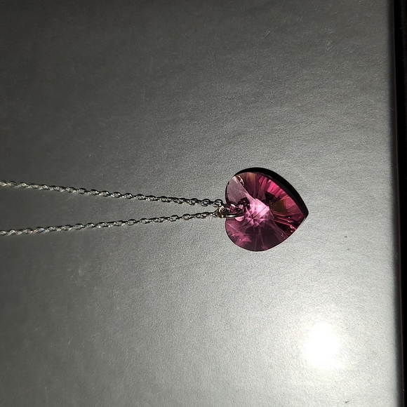 Macy's Jewelry - Macy's Crystal Heart Crystal 18" Pendant Necklace in Sterling Silver Pink